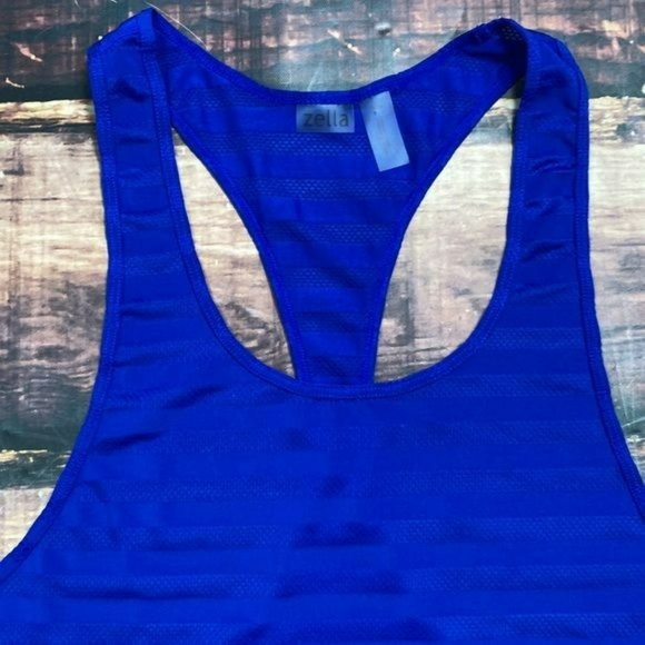 Zella Blue Racerback Workout Tank Top Summer Tee - Picture 3 of 5